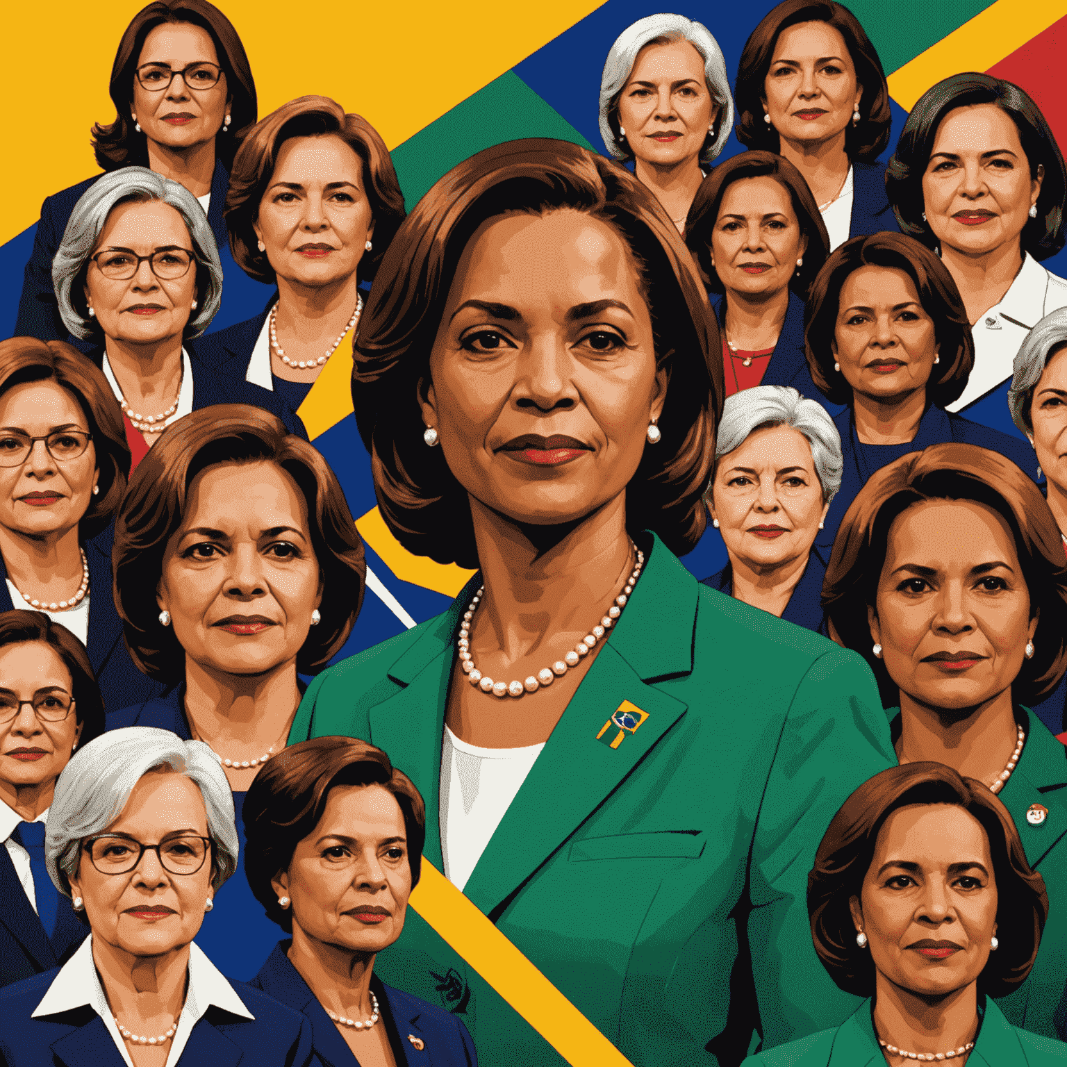 Capa do livro 'Mulheres na Política Brasileira' com imagens de várias mulheres políticas, incluindo Simone Tebet